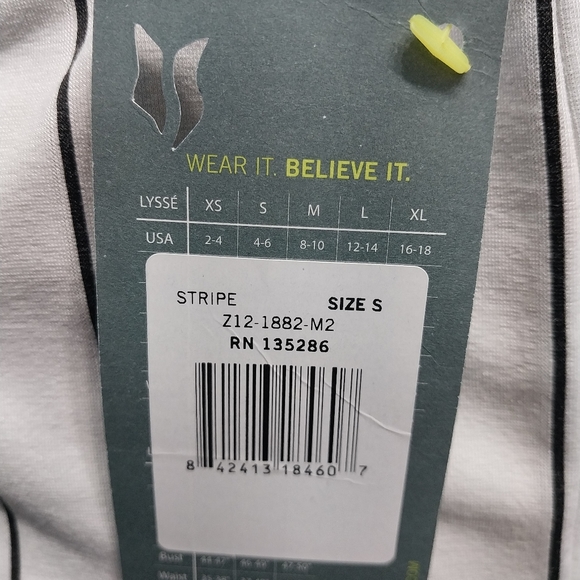 Lysse NWT size small wide legged white/black pinstripped pants - Picture 5 of 5